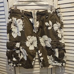 Cali Whoow! Floral Print Men's Cargo Shorts 21" Length